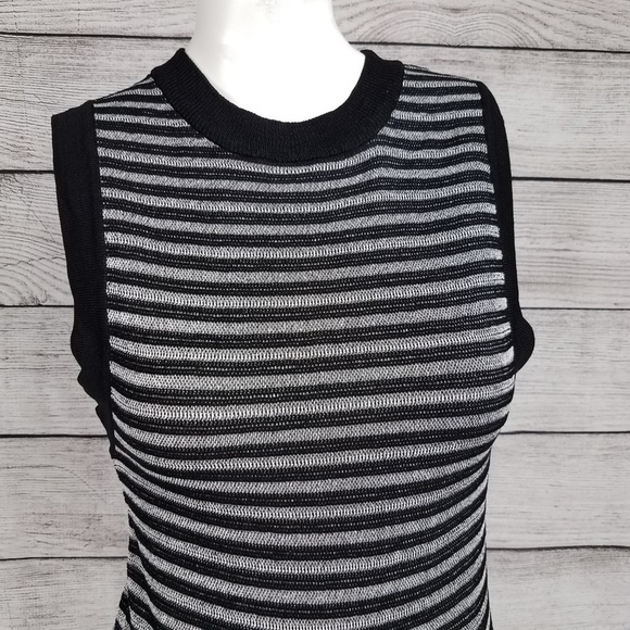NWT Necessary Objects Size M Fit & Flare Midi Knit Dress Striped Sleeveless - Picture 3 of 8